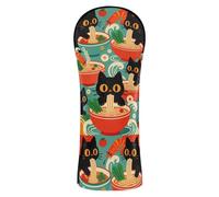 Anime Cat Ramen Japanese Golf Head Covers Premium Leather Waterproof Headcover with Number Tags for Driver Fairway Wood Hybrid