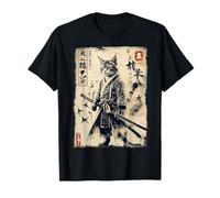 Anime Cat Samurai Sword Japanese T Shirts for Women Men T-Shirt