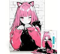 Anime Catgirl Graffiti Jigsaw Puzzles 1000 Mental Focus Game No Gap Tight Fitting Design Interactive Brain Challenge for Home (50x75cm)