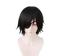Anime Chainsaw Man Himeno Cosplay Wig Short Black Heat-resistant Fiber Hair Wigs + Wig Cap + Eyepatch
