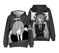 Anime Chainsaw Man Hoodie Denji Pullover Power Long Sleeve Hoodie Hayakawa AKI Sweatshirt with Kangaroo Pocket