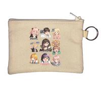 Anime Character Expression Reactions Key Chain Coin Purse Beige