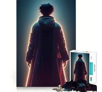 Anime Character in A Long Coat Jigsaw Puzzle 1000 Pieces Mental Focus Game Precision Cut Smooth Edges Absorbing Activity for Quiet Nights (50x75cm)