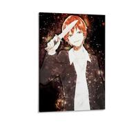 Anime Character Poster Edgy Wall Art Knife-Wielding Illustration Unique Home Decor Manga Print Stylish Artwork Modern Room Decoration Gift for Anime Lovers Vibrant Colors Gift 12x18inch Framed