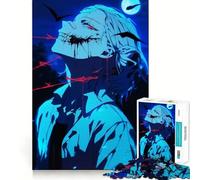 Anime Character with Bloody Mouth Jigsaw 1000 Pieces Memory Skill Fun Smooth Edge Perfect Interlock Fun-filled Way to Fill Empty Hours (38x52cm)