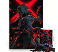 Anime Character with Red X Background Jigsaw 1000 Pieces for Teenagers Cognitive Boost Slow Leisure Tight Lock Thoughtful Xmas (38x52cm)