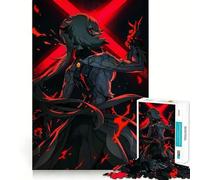 Anime Character with Red X Background Jigsaw Puzzle 1000 Pieces Mental Focus Game Precision Cut Smooth Edges Absorbing Activity for Quiet Nights (50x75cm)