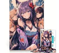 Anime City Girls Jigsaw Puzzles for Adults 1000 Think Boost Game Precise Interlock Structure Easy to Learn Family Enjoyment (38x26cm)