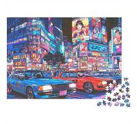 Anime City Night Scene 1000-Piece Cyberpunk City Scene Thick Cardboard Puzzle Bundle 12+ Cognitive Development Kids Beginners Christmas Birthday Family Puzzle Gift 38x26cm/1000pcs