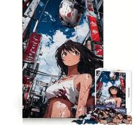 Anime CityGirl in Urban Setting 1000 Piece Jigsaws for Adults Puzzle Improve Memory Happy Idle Time Laser Cut Art Xmas Gift (38x52cm)