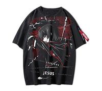 Anime Code Geass Lelouch of The Rebellion Personality T-Shirt C.C. Short Sleeve Round Collar Blouse Suzaku T-Shirt Lelouch Zip Sleeve Top for Men Women