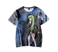 Anime Code Geass Lelouch of The Rebellion T-Shirt C.C. and L.L. Anime Print Short Sleeve T-Shirt Top Summer Casual Cotton Round Collar Anime Tee