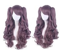 Anime Colorful Long Curly Wig With Claw Ponytail ita Synthetic Hair Black Red Auburn Pink Blue Halloween Party Wigs For Women OneSize picturecolor
