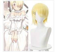 Anime Come Back Lord Devil Aku Short Blonde Bangs Heat Resistant Synthetic Hair Cosplay Props Halloween Party + Free Wig Cap