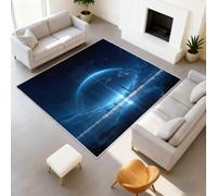 Anime Comic Gaming Printed Rugs Cityscape Skyline Sci-Fi Cyber Soft Rugs Blue Starry Night Sky Machine Washable Area Rug for Entrance 50 x 80 cm