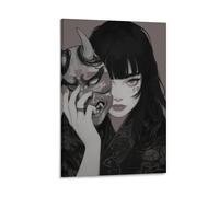 Anime Cool Retro Japanese Female Samurai Girl Poster Canvas Art Wall Decor Posters & Prints Paintings for Bedroom Living Room Decor for Mens Women Framed Unframed 12x18inch(30x45cm)