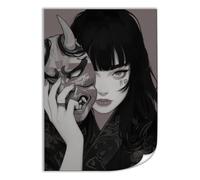 Anime Cool Retro Japanese Female Samurai Girl Poster Paintings Wall Decor Canvas Wall Art for Living Room Bedroom Home Decor for Mens Women Framed Unframed 12x18inch(30x45cm)