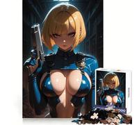 Anime Cop with Gun Adult Jigsaw Puzzles1000 Pieces Memory Skill Quiet Recreation Clean Edges Unique Gift (50x75cm)