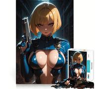 Anime Cop with Gun Jigsaw for Teenagers 1000 Pieces Memory Fun Game Smooth Burr Free Surface Birthday Gift Brain Teaser Toy (38x52cm)