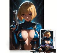 Anime Cop with Gun Jigsaw Puzzle 1000 Piece for Teenagers Focus Training Peaceful Escape Tight Join Thoughtful Gift (38x52cm)