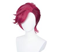 Anime Coser wig Anime Cosplay Wig, Arcane Vi Wig, The Piltover Enforcer Wig, Deep Rose Color Short Woman and Man Wigs With Wig Cap, for Halloween, Party, Carnival, Nightlife, Concerts, Weddings