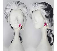 Anime Coser wig Biamoxer Beauty and the Beast Prince Gaston Wig Black Short Wig Cosplay Halloween Role Play Hair One Size Black with White