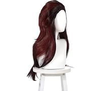 Anime Coser wig Demon Slayer Kamado Tanjirou Brown Gradient Hair Wig Natural Wavy Curly Cosplay Anime Party Dress Heat Resistant Synthetic Wig for Women Ladies