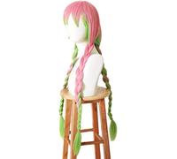 Anime Coser wig Demon Slayer Kanroji Mitsuri Cosplay Wigs for Costume Long Pink Greenish Hair Wig Anime Harajuku Lolita Cute Synthetic Wigs for Party
