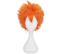 Anime Cosplay Costume Wig, Haikyuu!! Wig, Hinata Shoyo Wig, 12 Inch Short Orange Fluffy Layered Men Boys Wig with1 Wig Cap, for Halloween, Party, Carnival, Nightlife, Concerts, Weddings