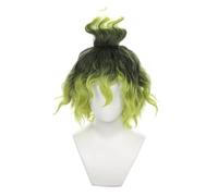 Anime Cosplay Giyuutarou Wig, Gradient Green Short Curls Wigs for Halloween, Party, Carnival, Nightlife