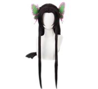 Anime Cosplay Long Ponytails Hair Wig for Kochou Kanae Role Play Halloween Wigs+2 Butterfly Hair Accessories