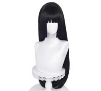 Anime Cosplay Wig Black Hair Wig with Bang Japanese Hime Cut Style Wig Halloween Party Wig (Black)
