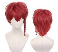 Anime Cosplay wig Cos Wigs Red Heat Resistant Synthetic Hair For Man Women Halloween Party with Cap