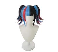 Anime Cosplay Wig,Fate Grand Order Sei Shonagon Wig,Black Red Blue Double Ponytail Wig,with Free Wig Cap,for Christmas Carnival party Halloween Cosplay Wig