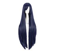 Anime Cosplay Wig for Ahri The Nine-Tailed Fox Cosplay Wigs 100 cm Long Dark Blue Heat Resistant Synthetic Hair Wig + Wig Cap + Ears (Size : WigOnly)