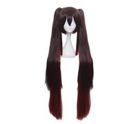 Anime Cosplay Wig for Genshin Impact Hu Tao, Women with Double Ponytail Pigtails Hair Modeling Party Dress Up Wig, Heat Resistant Synthetic Hair + Free Wig Cap