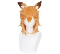 Anime Cosplay Wig for Helpful Fox Senko San with Ears Orange Straight Synthetic Hair Unisex Halloween Party Wigs