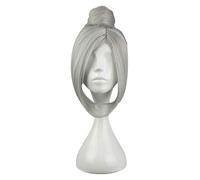 Anime Cosplay Wig for Prison School Shiraki Meiko 35Cm Short Heat Resistant Synthetic Hair for Women Costume Party Wigs Hair Bun Grey