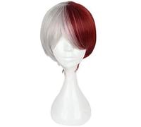 Anime Cosplay Wig for Todoroki Shoto Heat Resistant Synthetic Wigs for Halloween Costume Party Role Play with Wig Cap