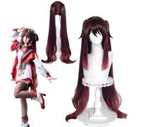 Anime cosplay wig, Genshin Impact wig, suitable for boys and girls Halloween, manga and anime conventions, carnival character costume parties. (Hu Tao)