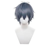 Anime Cosplay Wig Grey Blue Hair Wigs Short Straight Wig with Bangs Heat Resistant Synthetic Hair Wigs (Grey Blue)