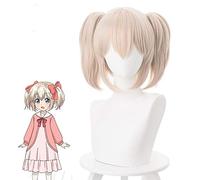 Anime Cosplay Wig Latina Cos Wig for Women Girl Costume Party Wig 35cm Short Straight Claw Clip Ponytail Light Brown Mixed Pink Latina