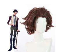Anime Cosplay Wig LOL Arcane Viktor Cospaly Wigs Men Dark Brown Short Curly Synthetic Party Wig Halloween Costume Cosplay Party+ Free cap