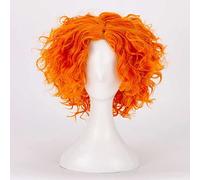 Anime Cosplay Wig, Mad Hatter Wig, Short Messy Curly Orange Wig,With Free Wig Cap, for Christmas Carnival Party Halloween Cosplay Wig, Holiday Gifts for Anime Fans