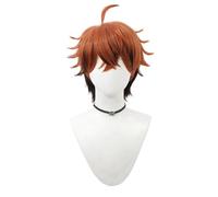 Anime Cosplay Wig Ombre Orange Brown Wig Short Fluffy Wig Layered Wig with Bangs Cosplay Party Wig (Ombre Orange Brown)