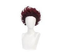 Anime Cosplay Wig Red-brown Short Synthetic Hair for Halloween Costume Party with Free Wig Cap