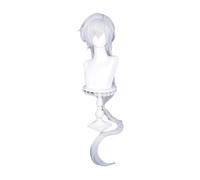 Anime Cosplay Wig Silver Wig Long Straight Wigs with Bangs Heat Resistant Synthetic Hair Wigs 100cm + Hairpiece 70cm