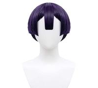 Anime Cosplay Wig，Sleepy Princess in The Demon Castle Demon Cleric Wig，Black purple mixed short Wig，with Free Wig Cap，for Christmas Carnival party Halloween Cosplay Wig