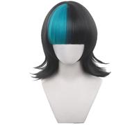 Anime Cosplay Wig Synthetic Heat Resistant Hair with Wig Cap for Halloween Party Comic Con (Blue Black)