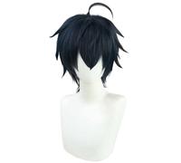 Anime Cosplay Wig Takt Asahina Black Blue Short Halloween Costume Cosplay Wig,For Christmas Carnival Party